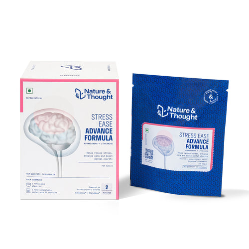 [First] Nature & Thought Stress Ease Advance Formula packaging on a white background
