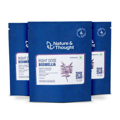 Pack of three blue colored pouches