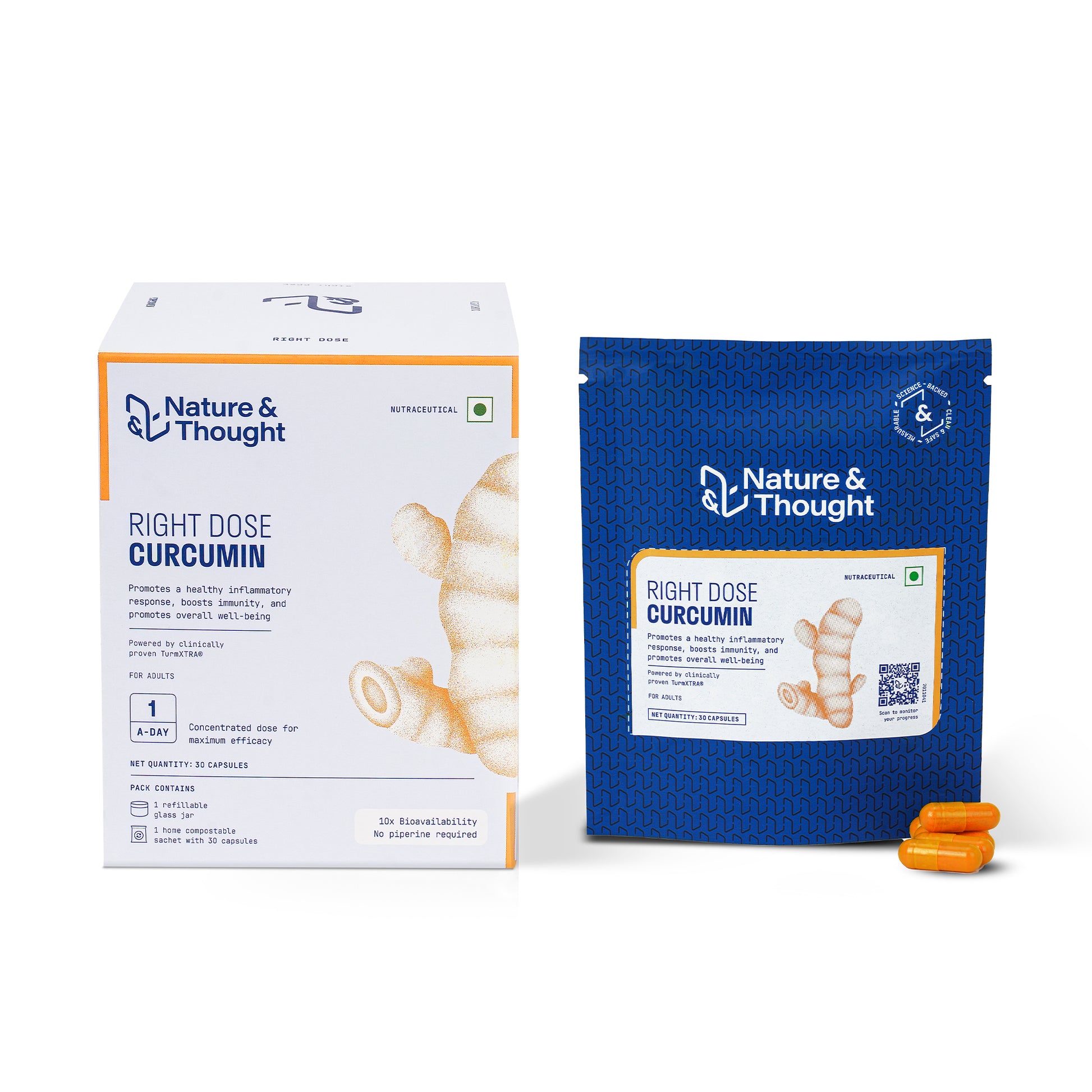 Nature & Thought Right Dose Curcumin packaging on a white background