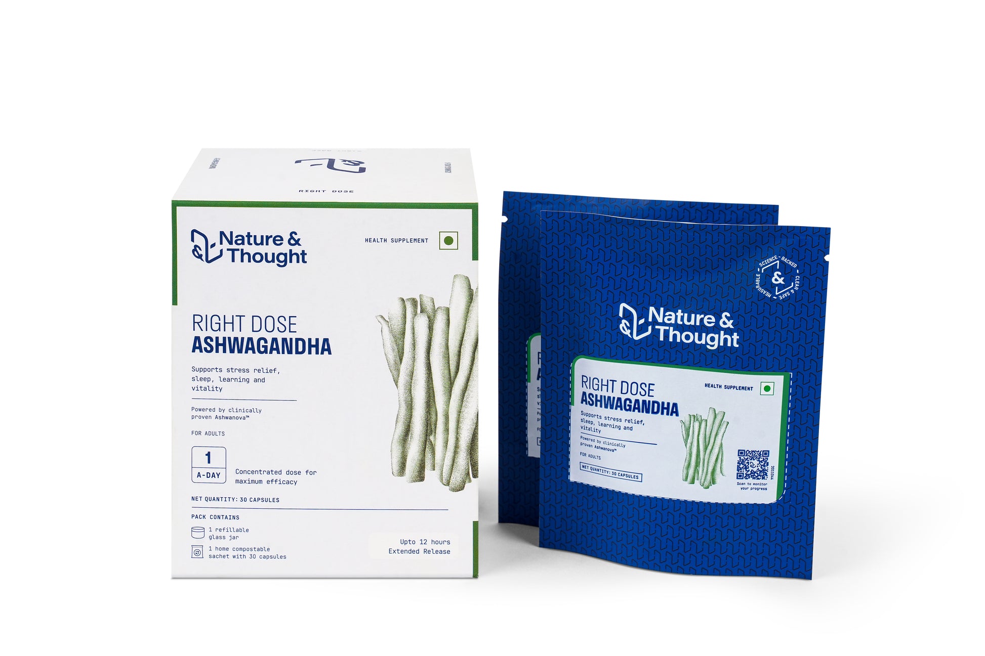 Nature & Thought Ashwagandha product packaging on a white background