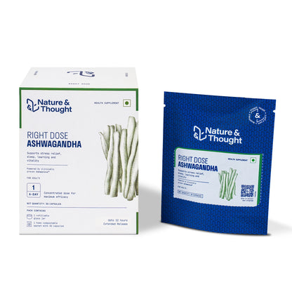 Nature & Thought Ashwagandha supplement packaging on a white background