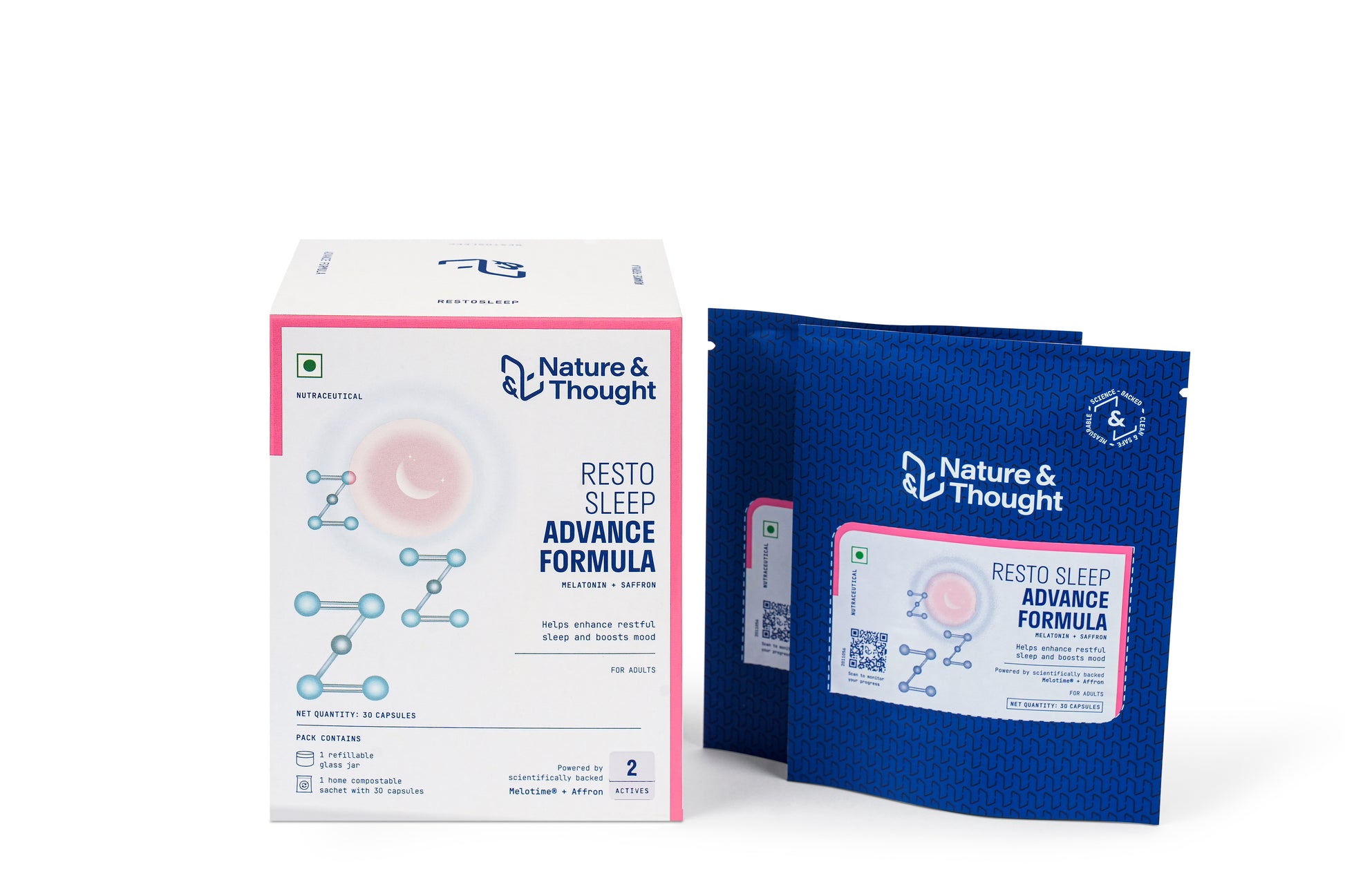 Nature & Thought Resto Sleep Advance Formula packaging on a white background