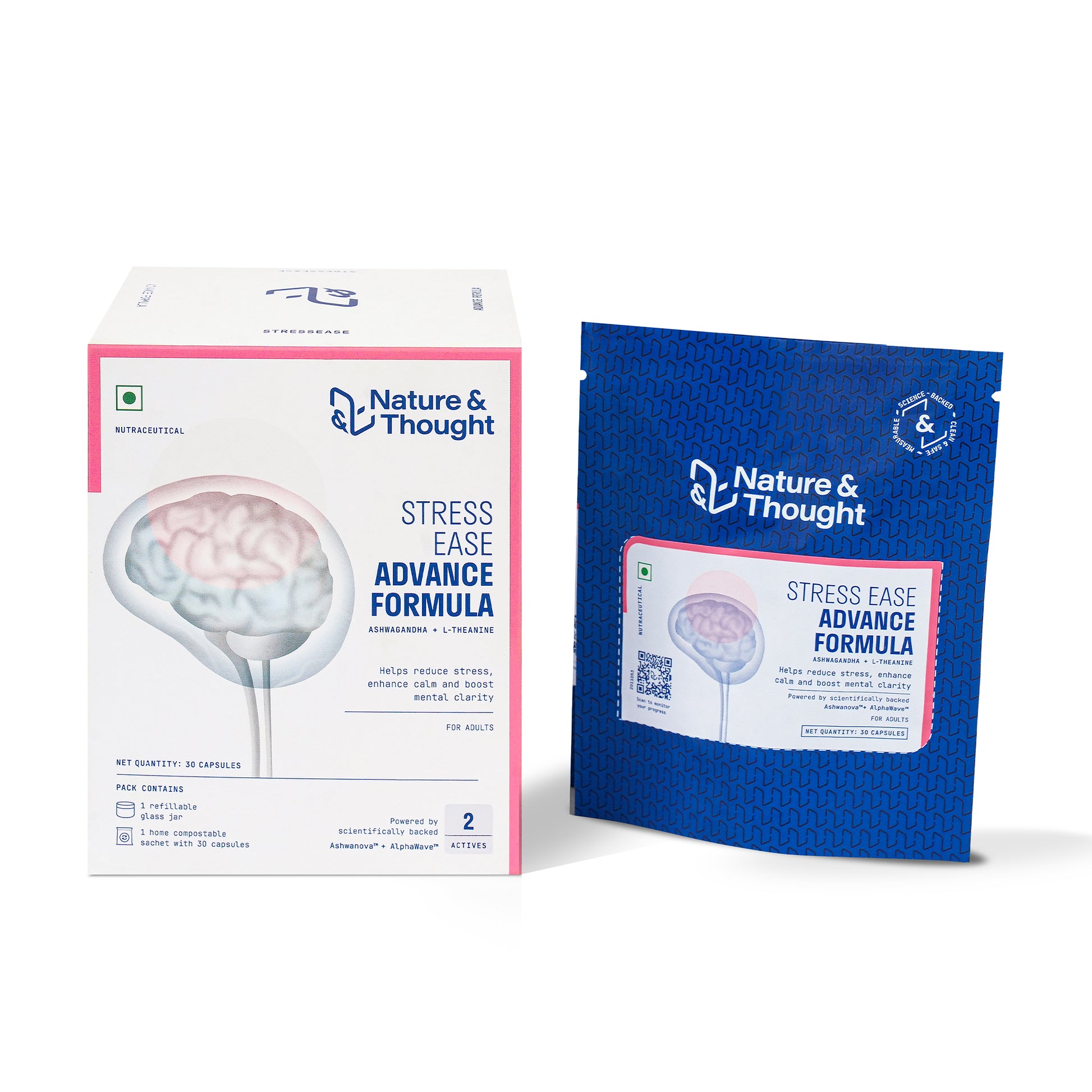 Nature & Thought Stress Ease Advance Formula packaging on a white background