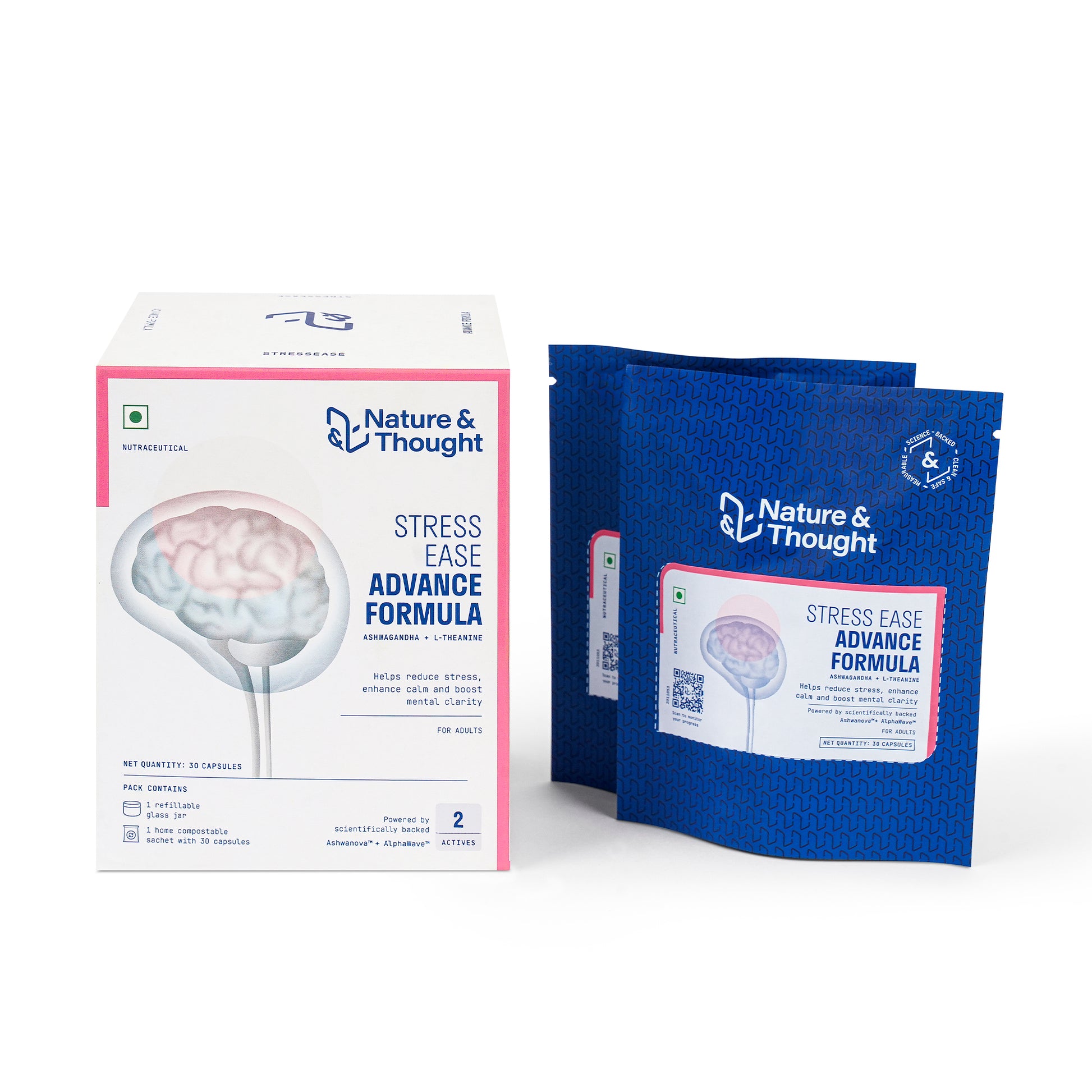Nature & Thought Stress Ease Advance Formula packaging on a white background